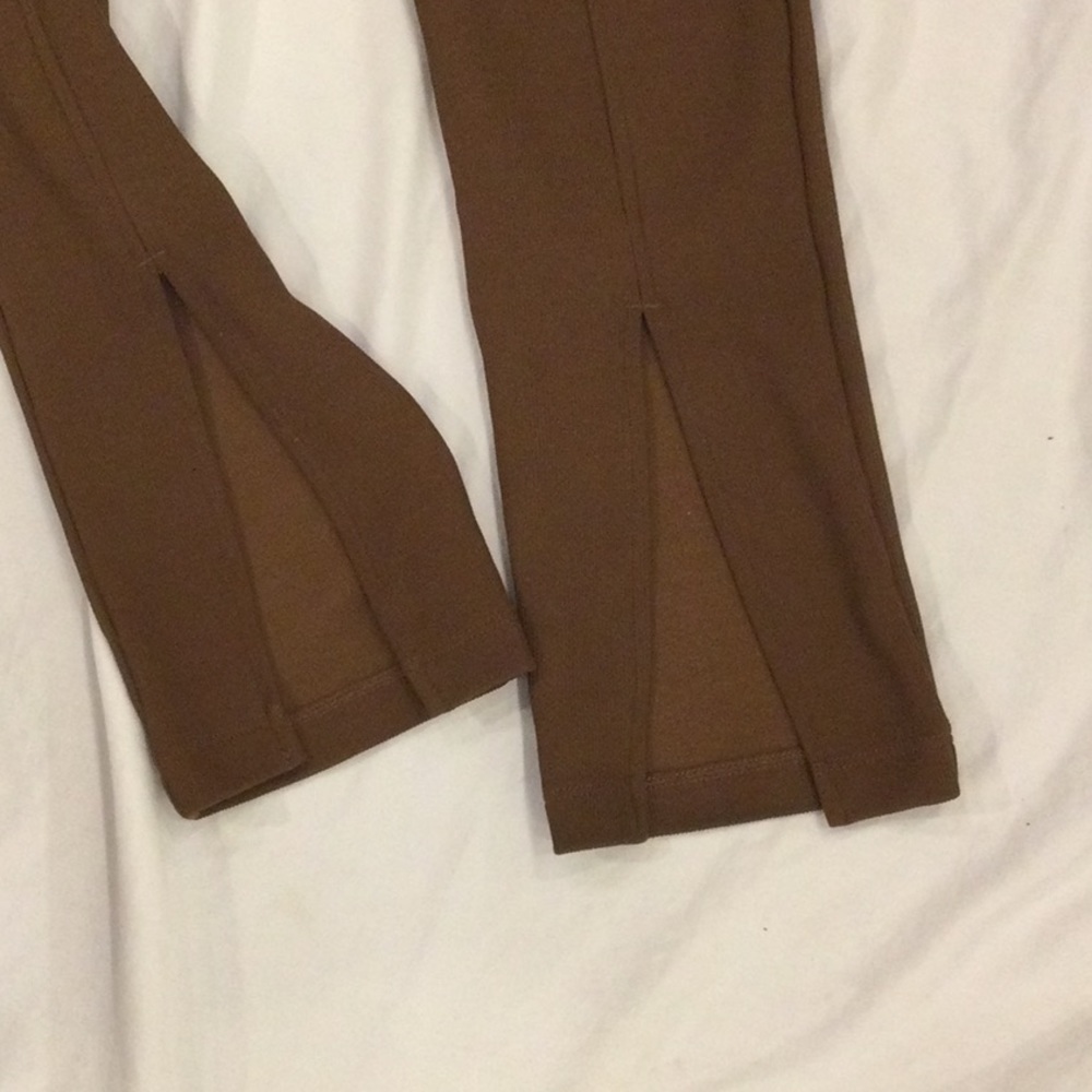 Brown Ribbed Split Hem Stretchy Legging Pants Siz… - image 4
